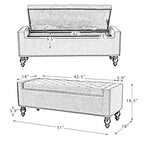 Banc de rangement capitonné classique avec garnitures cloutées