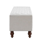 Banc de rangement capitonné classique avec garnitures cloutées