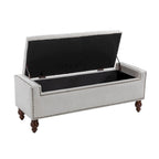 Banc de rangement capitonné classique avec garnitures cloutées