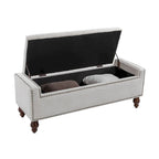 Banc de rangement capitonné classique avec garnitures cloutées