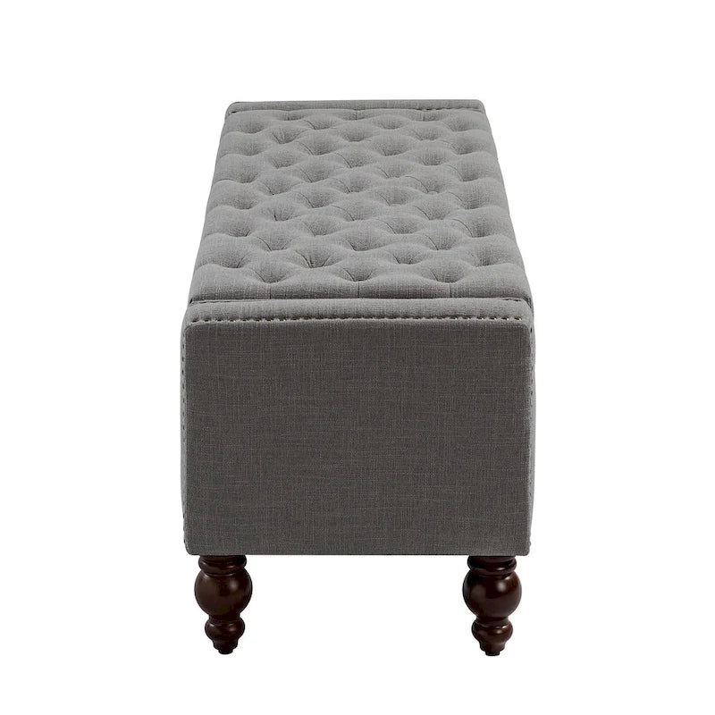 Banc de rangement capitonné classique avec garnitures cloutées