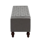 Banc de rangement capitonné classique avec garnitures cloutées