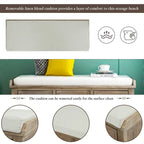 Banc de rangement avec 3 tiroirs et 3 paniers en rotin pour entrée et salon