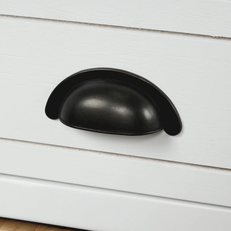 Banc de rangement avec 3 tiroirs et 3 paniers en rotin pour entrée et salon