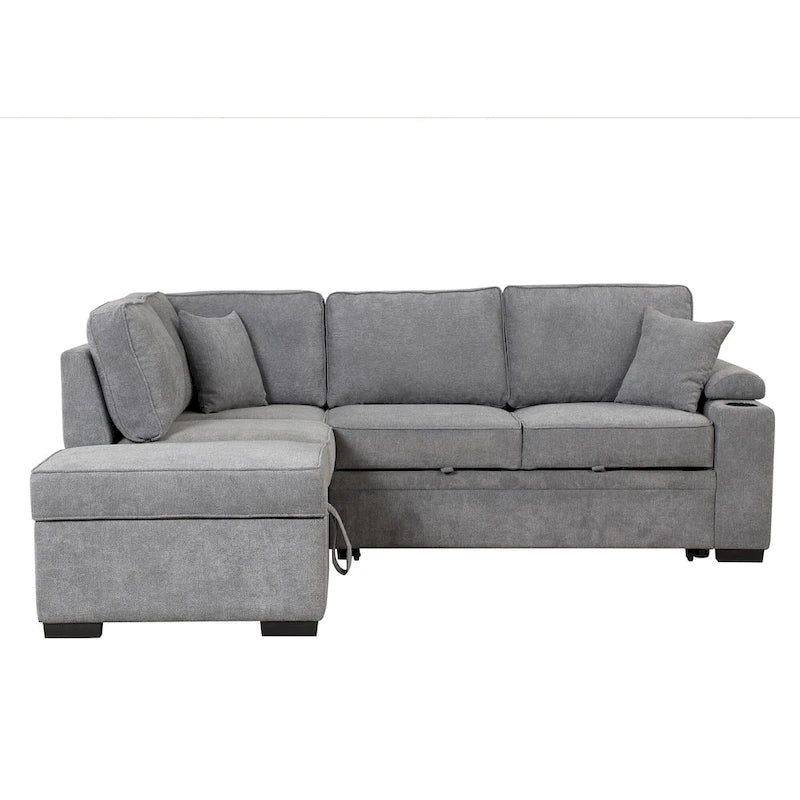 Canapé-lit gigogne 2-en-1 avec pouf de rangement