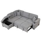 Canapé-lit gigogne 2-en-1 avec pouf de rangement
