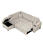 Canapé-lit gigogne 2-en-1 avec pouf de rangement