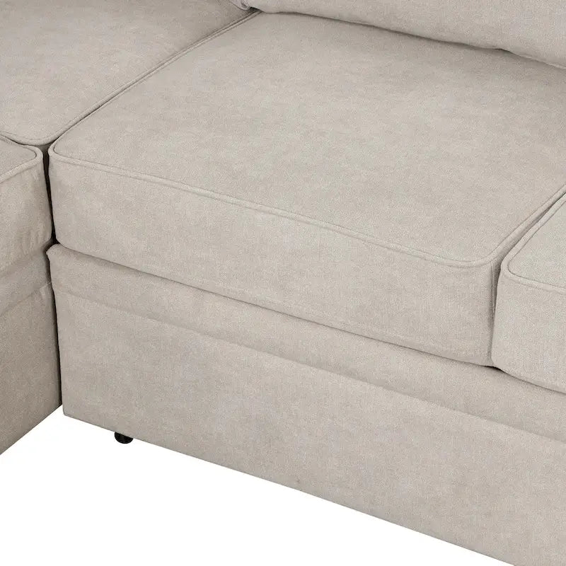 Canapé-lit gigogne 2-en-1 avec pouf de rangement
