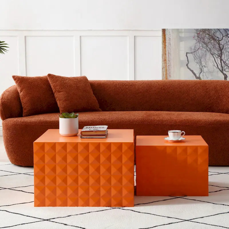 Tables d'appoint gigognes carrées pour salon, lot de 2