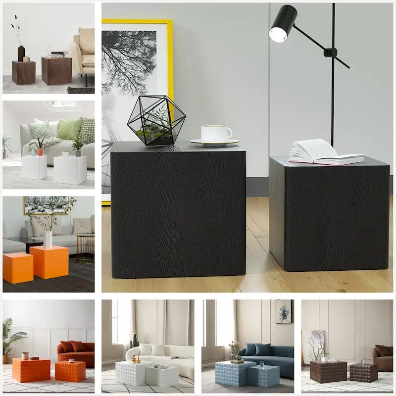Tables d'appoint gigognes carrées pour salon, lot de 2
