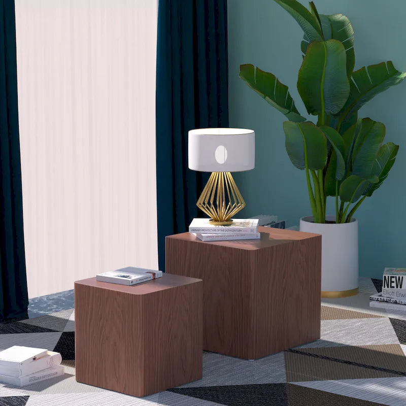 Tables d'appoint gigognes carrées pour salon, lot de 2