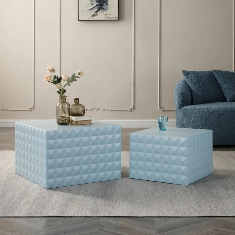 Tables d'appoint gigognes carrées pour salon, lot de 2