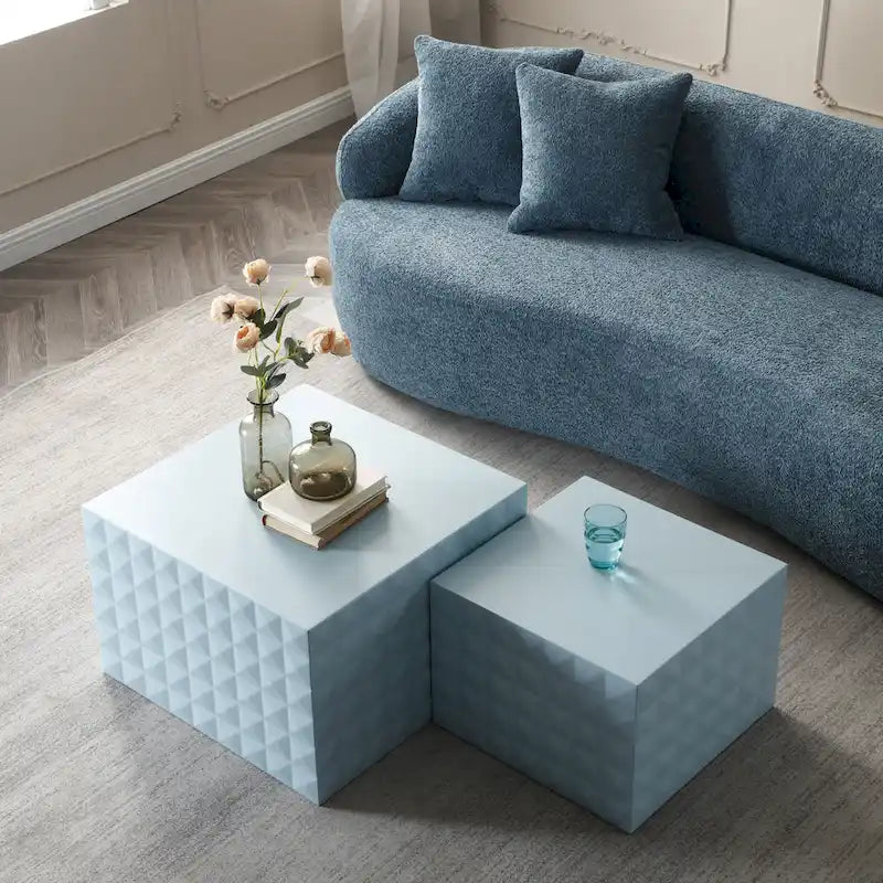 Tables d'appoint gigognes carrées pour salon, lot de 2