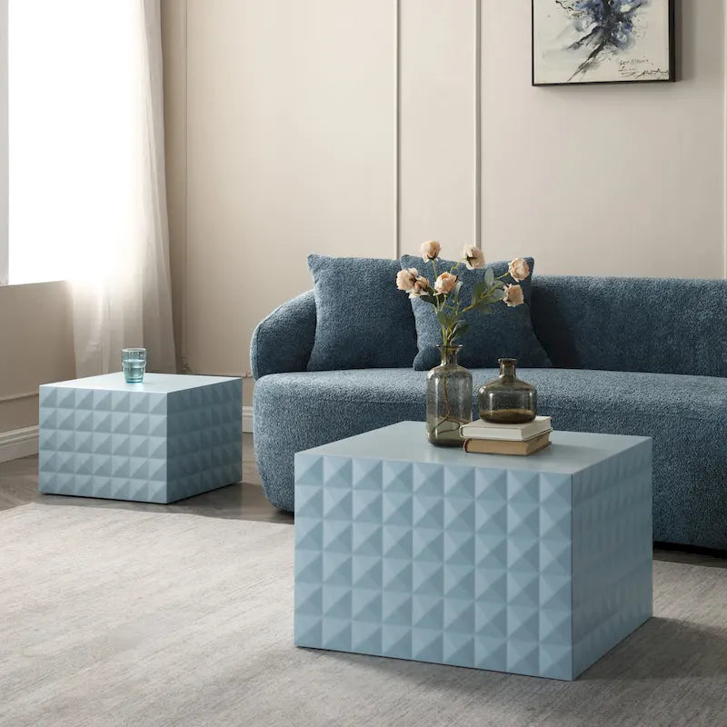 Tables d'appoint gigognes carrées pour salon, lot de 2
