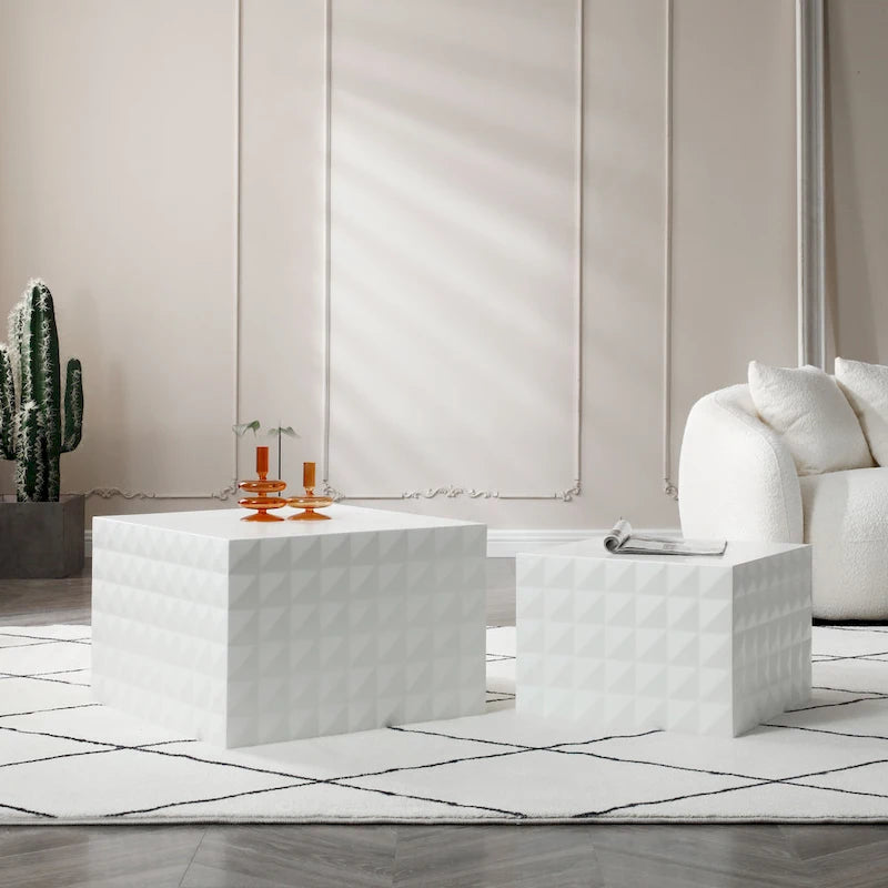 Tables d'appoint gigognes carrées pour salon, lot de 2