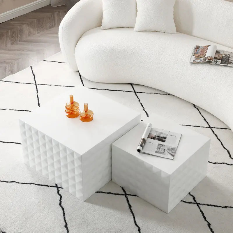 Tables d'appoint gigognes carrées pour salon, lot de 2