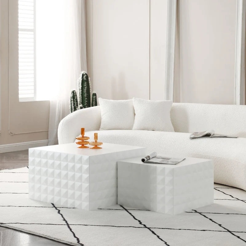 Tables d'appoint gigognes carrées pour salon, lot de 2