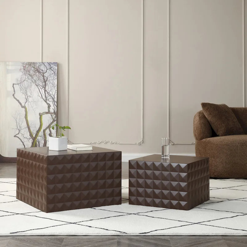 Tables d'appoint gigognes carrées pour salon, lot de 2
