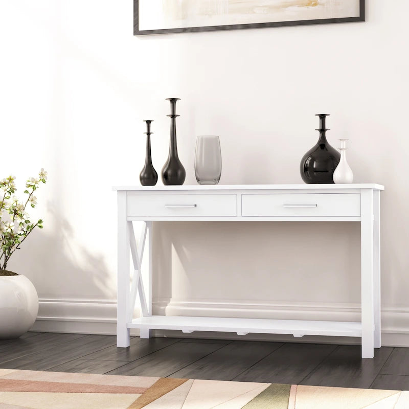 Console/Table basse contemporaine en bois massif de 120 cm de large