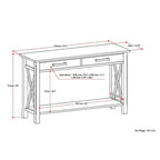 Console/Table basse contemporaine en bois massif de 120 cm de large