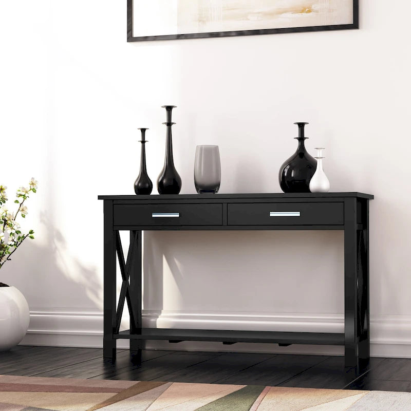 Console/Table basse contemporaine en bois massif de 120 cm de large