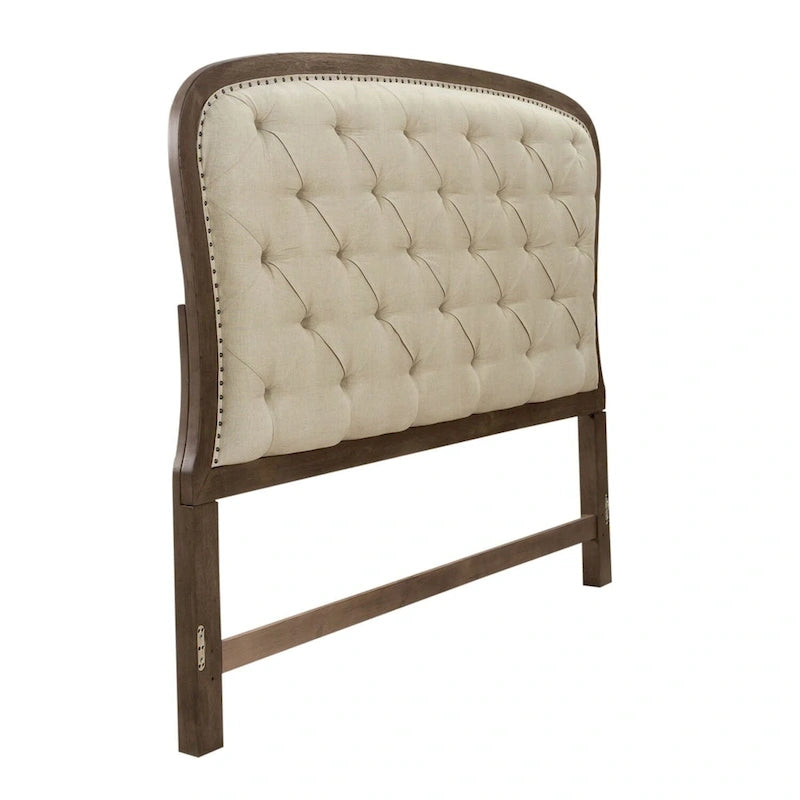 Tête de lit capitonnée de panneau grand lit taupe poudré