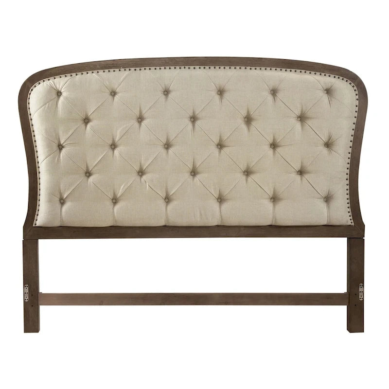 Tête de lit capitonnée de panneau grand lit taupe poudré