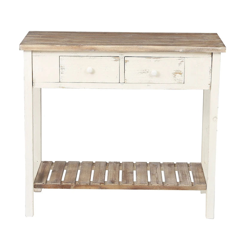 Console en bois à 2 tiroirs avec étagère inférieure