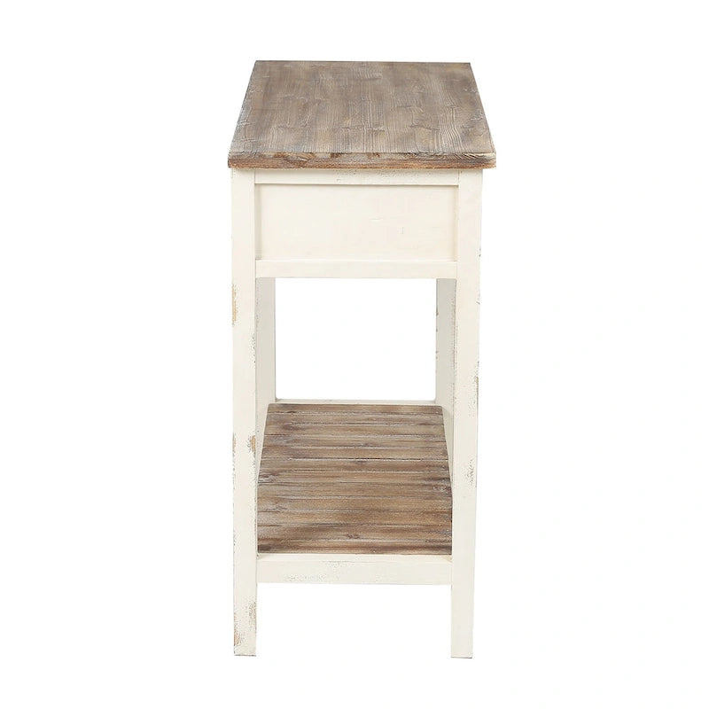 Console en bois à 2 tiroirs avec étagère inférieure