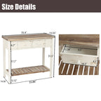 Console en bois à 2 tiroirs avec étagère inférieure