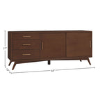 Meuble TV grand format moderne du milieu du siècle - Noyer - 64 larg. x 19 prof. x 27 haut.