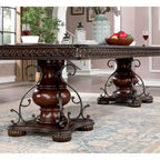 Table à manger traditionnelle en merisier brun de 120 pouces