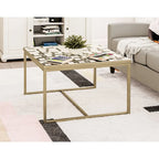 Table basse carrée avec plateau en mosaïque