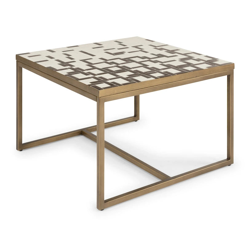 Table basse carrée avec plateau en mosaïque