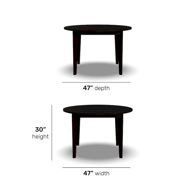 Table à manger ronde en bois noir