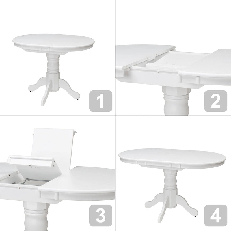 Table de salle à manger ovale extensible sur pied central