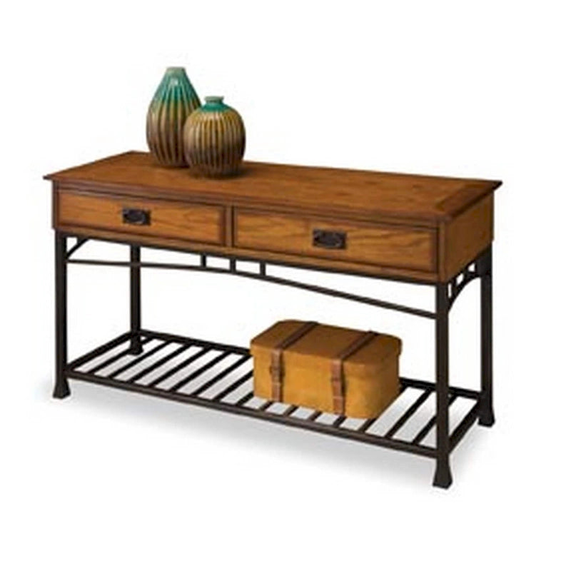 Table de console chêne vieilli style artisanal moderne
