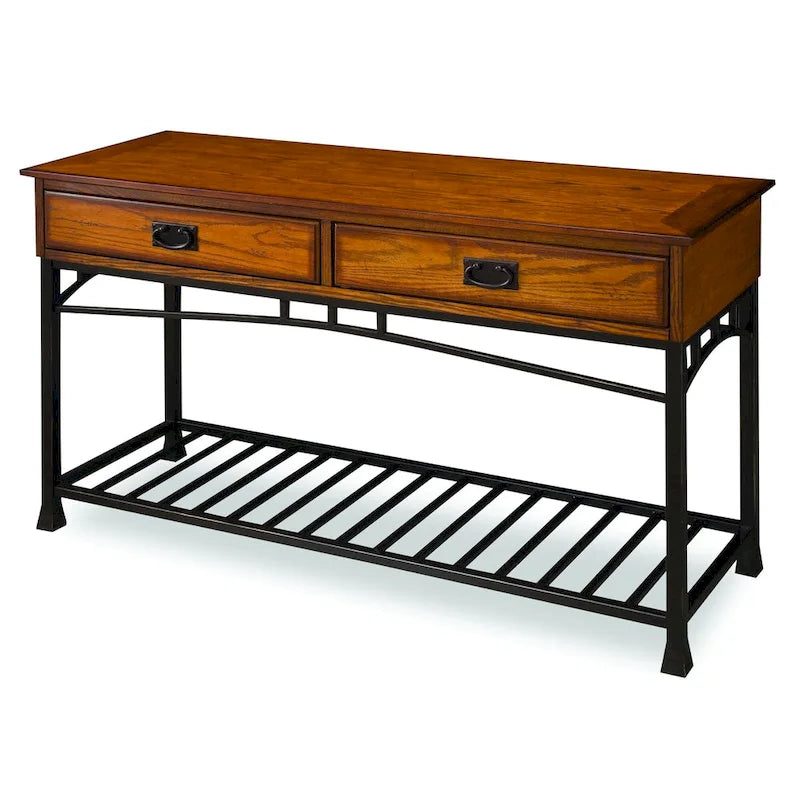 Table de console chêne vieilli style artisanal moderne