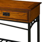 Table de console chêne vieilli style artisanal moderne