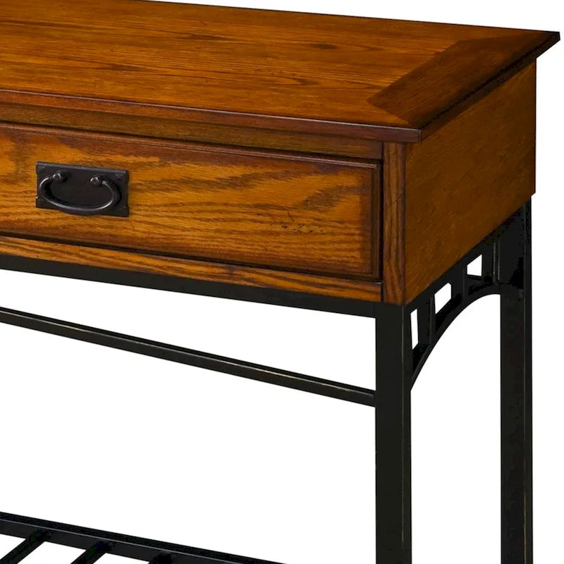 Table de console chêne vieilli style artisanal moderne