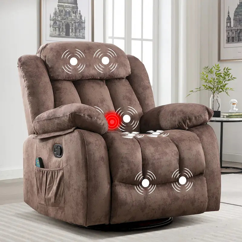 Fauteuil inclinable manuel en tissu avec massage et chauffage