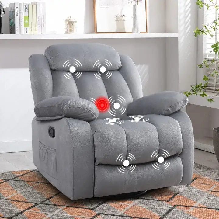 Fauteuil inclinable manuel en tissu avec massage et chauffage