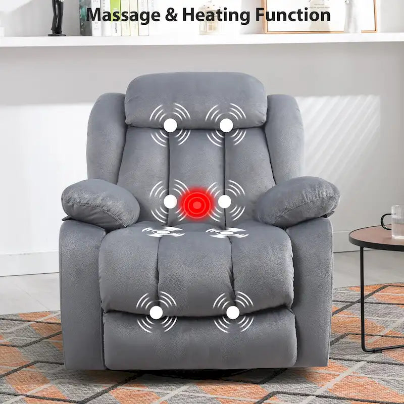 Fauteuil inclinable manuel en tissu avec massage et chauffage