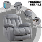 Fauteuil inclinable manuel en tissu avec massage et chauffage