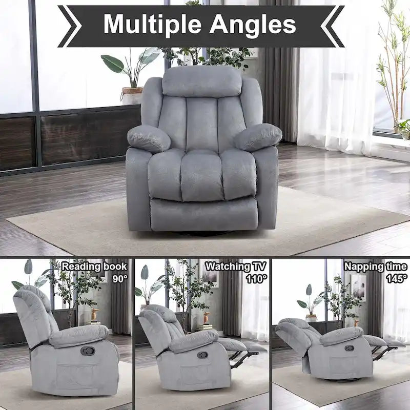 Fauteuil inclinable manuel en tissu avec massage et chauffage