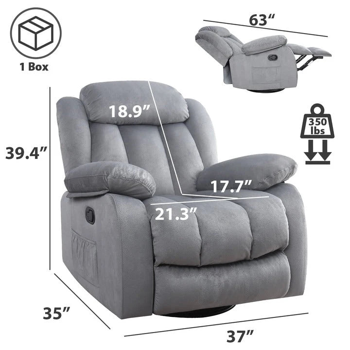 Fauteuil inclinable manuel en tissu avec massage et chauffage