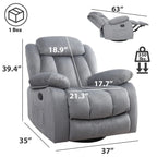 Fauteuil inclinable manuel en tissu avec massage et chauffage