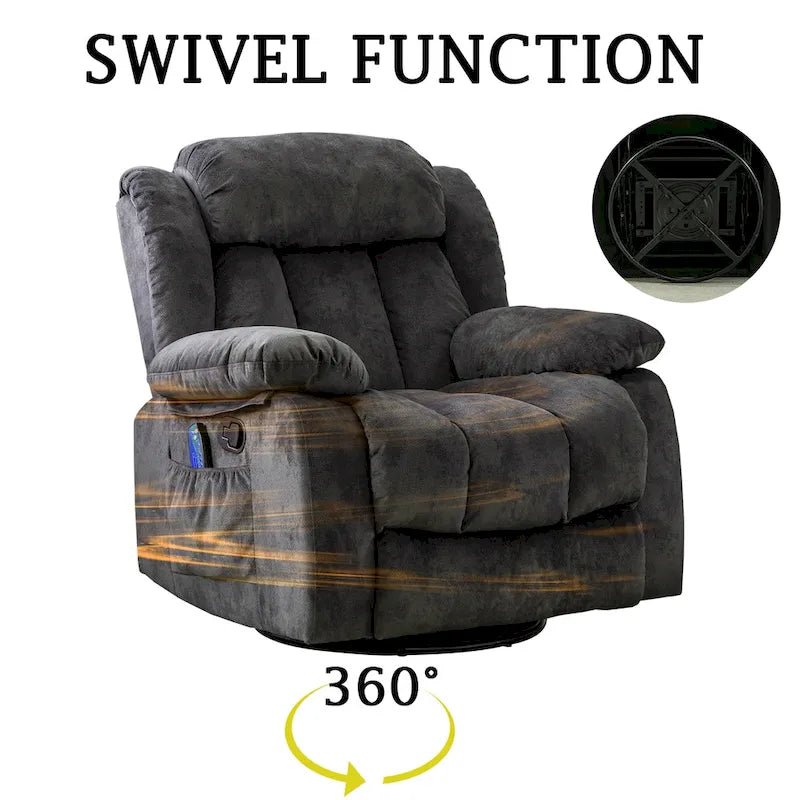 Fauteuil inclinable manuel en tissu avec massage et chauffage