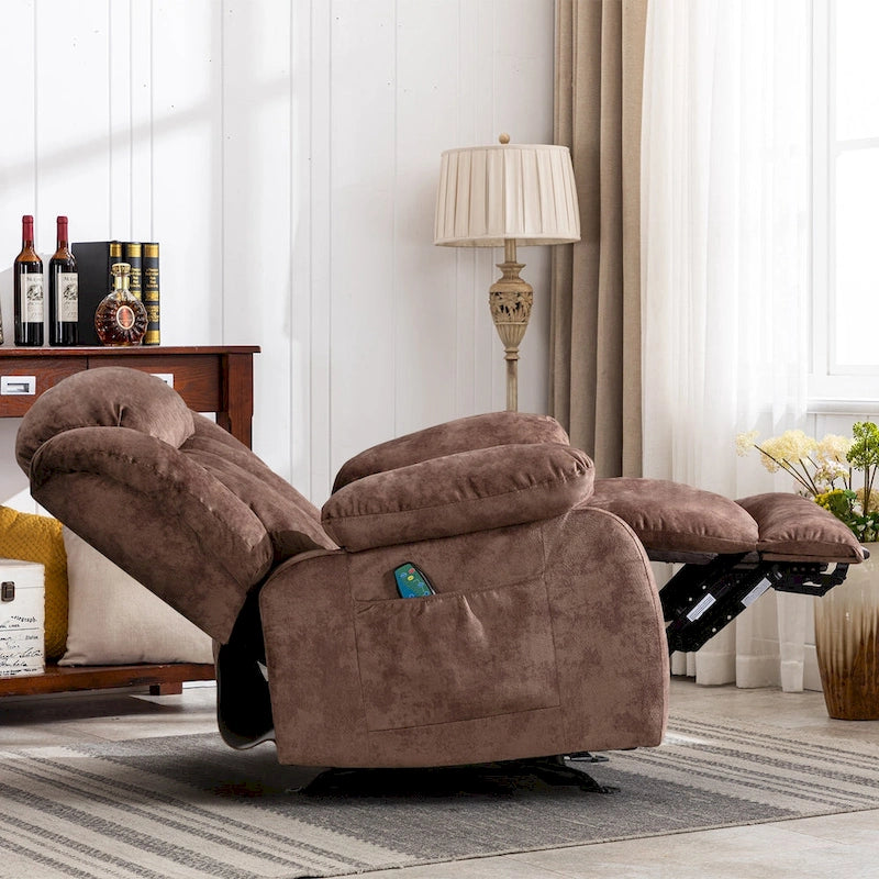 Fauteuil inclinable manuel en tissu avec massage et chauffage