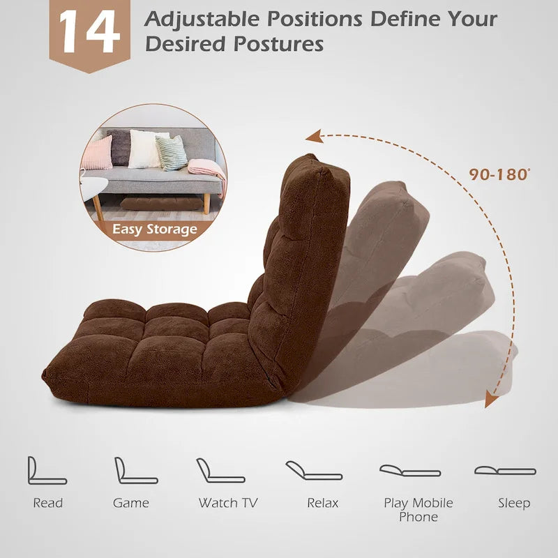 Fauteuil de sol inclinable réglable avec mousse à mémoire de forme